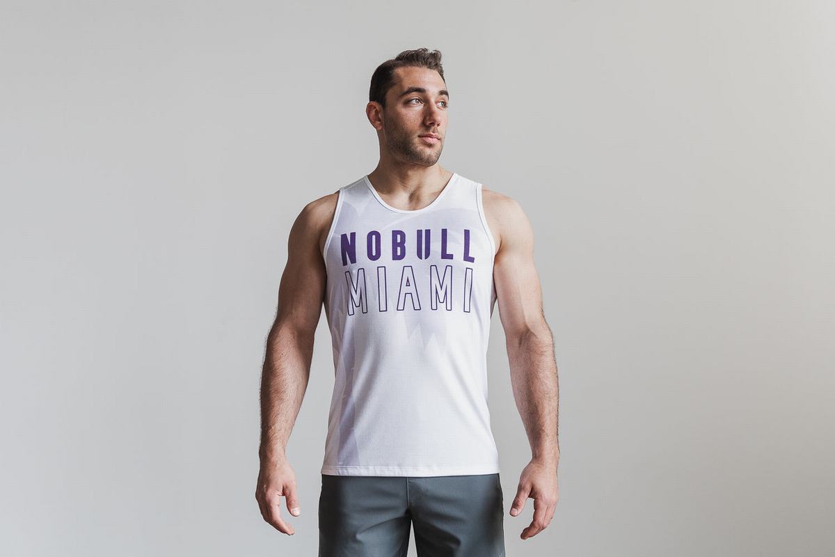 Nobull Miami Palm Men\'s Tank Tops Purple | Australia (KO7523)